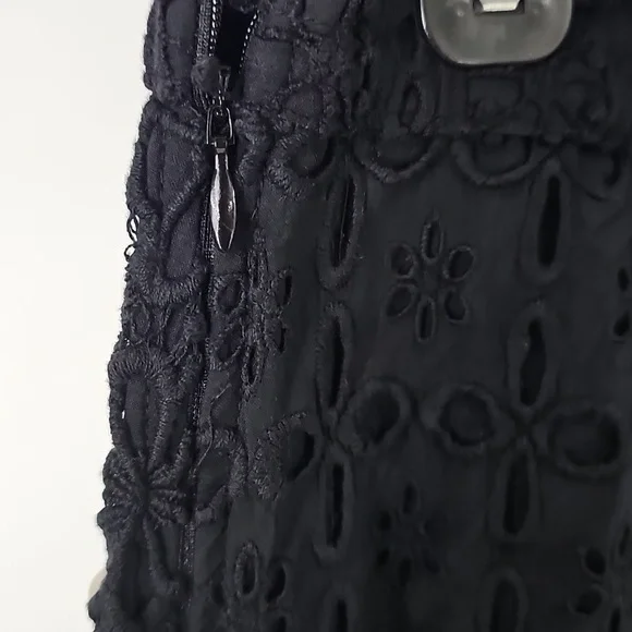 Free People Noir Black Eyelet 2-Piece Party Outfit Mini Skirt & Bralette Top Y2K - Picture 9 of 15